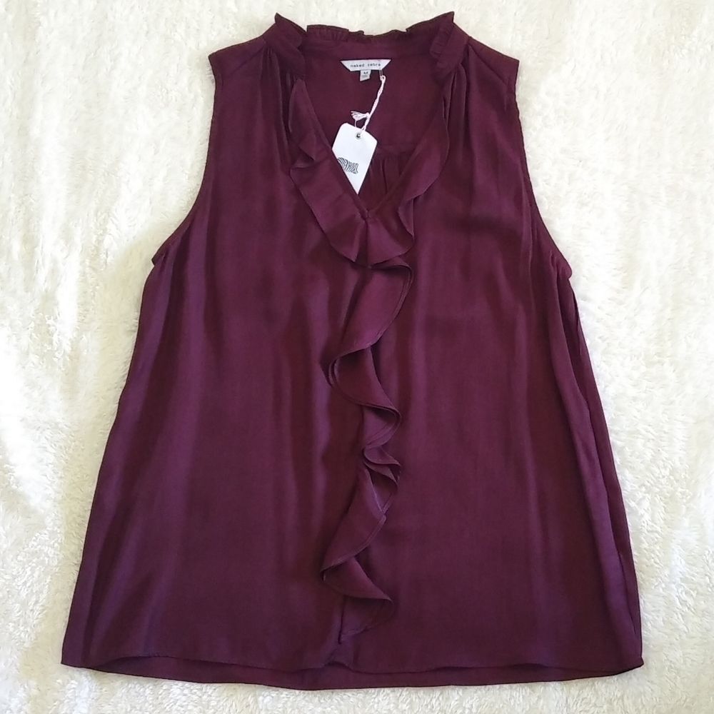 Naked Zebra🦓 Ruffle Detail Top Size M - NWT
